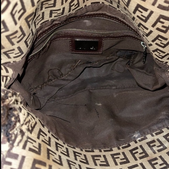 Y2K Fendi zucchino monogram double flap shoulder bag - Picture 10 of 12